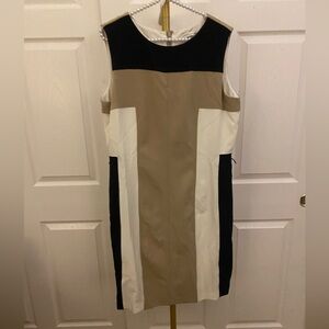 Sandra Darren Black, White, and Tan Mini Dress